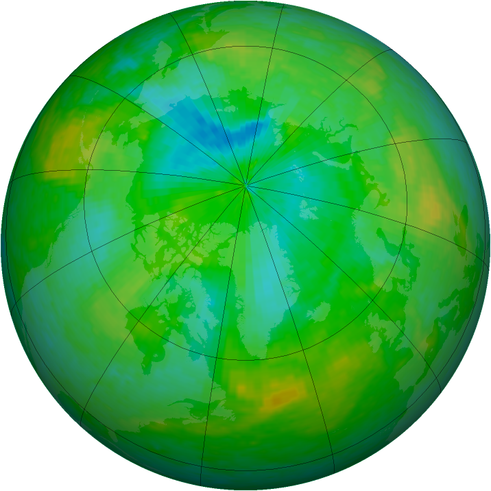 Arctic ozone map for 29 July 1990